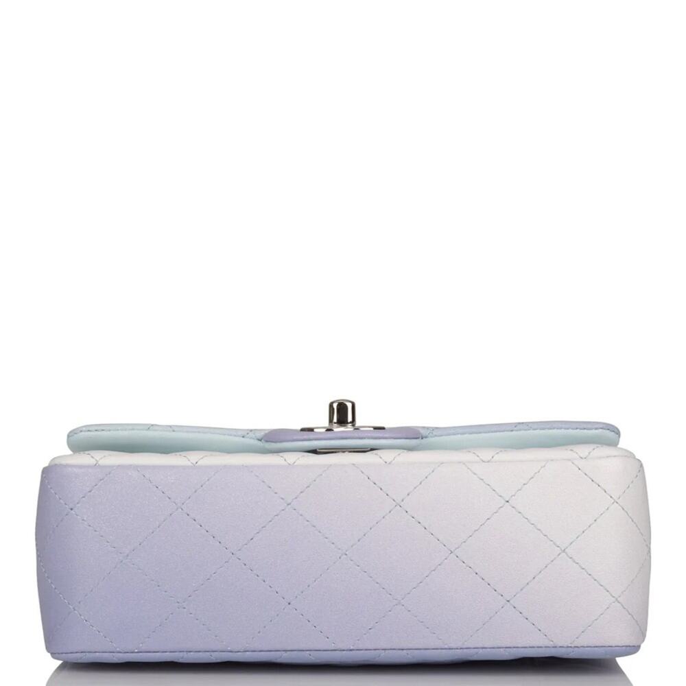 CHANEL Metallic Ombre Quilted Lambskin Mini Rectangular Flap Bag Silver HW - Picture 4 of 10